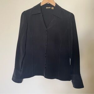 Caslon Silk Long Sleeve Tailored Collar Blouse